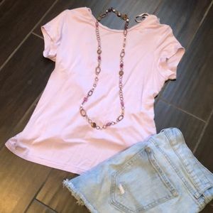 Tahari Lavender Cross Back TShirt